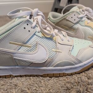 Nike White and Cream Sneakers with Retro Design